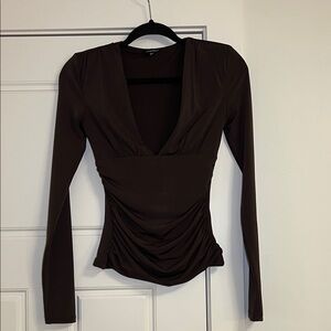 Dynamite Deep Brown Long Sleeve Top